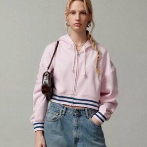NWOT BDG Stripe Pink Hoodie